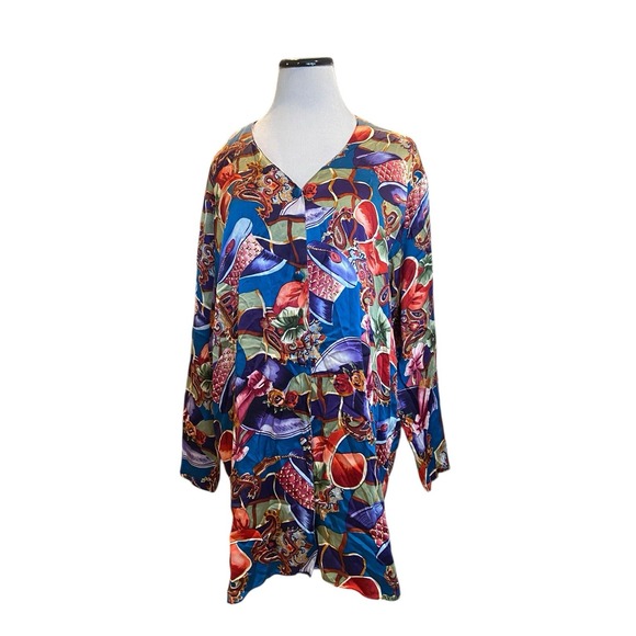 Vintage Victorias Secret Gold Label 100% Silk Nightshirt Size L Hat Novelty 90s